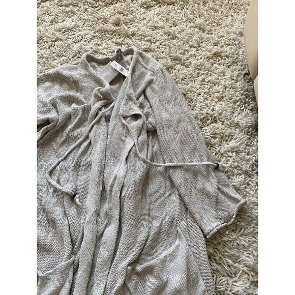 J. Jill Duster Sweater Pocketed Grey Beige Silk Blend J.Jill Large 3/4 Sleeve - Picture 9 of 9